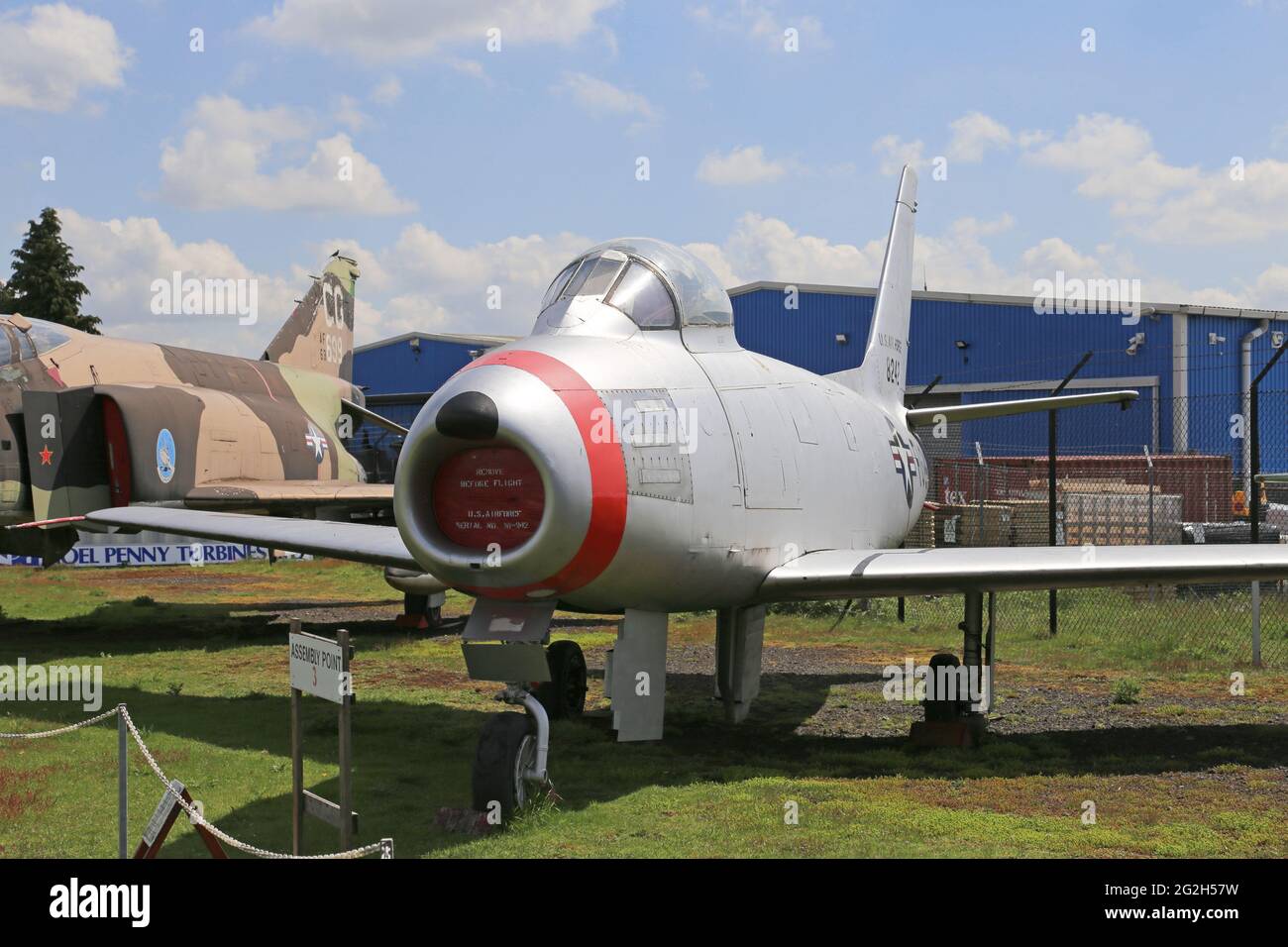 North American F-86A Sabre (1950), Midland Air Museum, Coventry Airport, Baginton, Warwickshire, England, Great Britain, UK, Europe Stock Photo