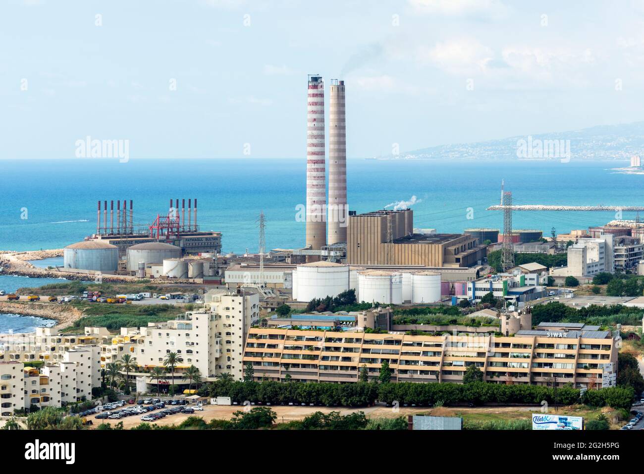 Zouk power plant and Karadeniz power barge, Zouk Mikael, Lebanon Stock
