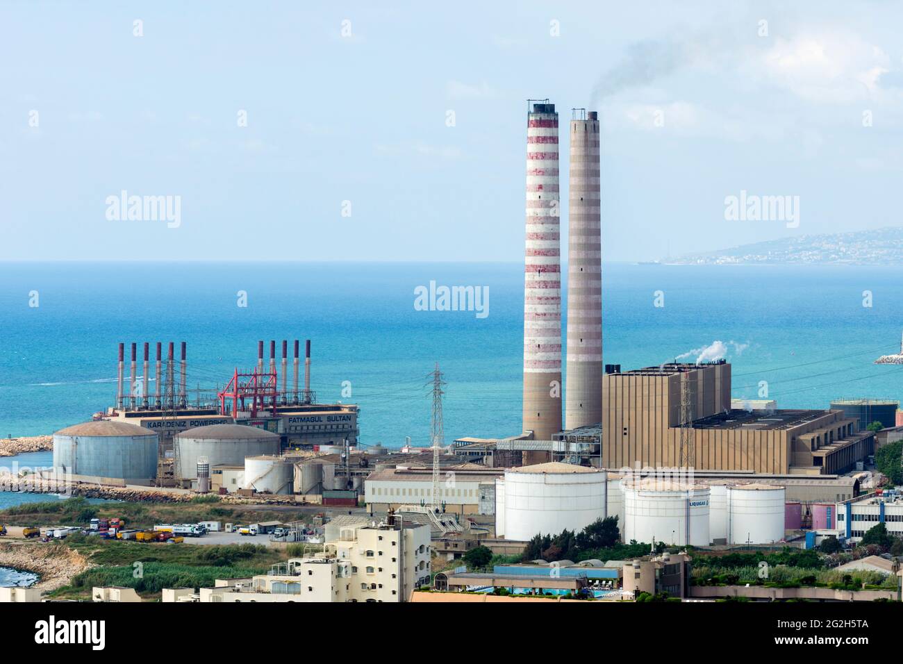 Zouk power plant and Karadeniz power barge, Zouk Mikael, Lebanon Stock