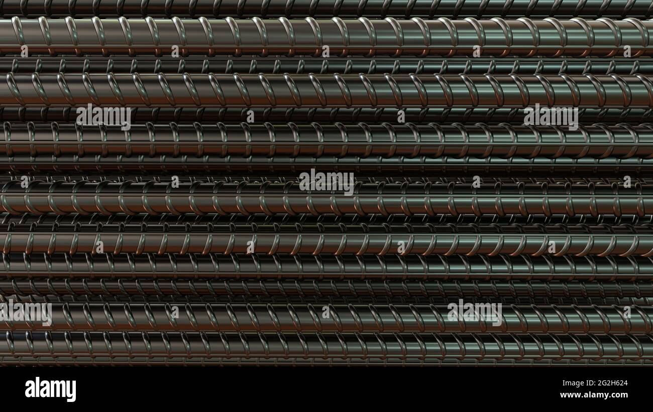 steel reinforcing steel background - isolated industrial 3D