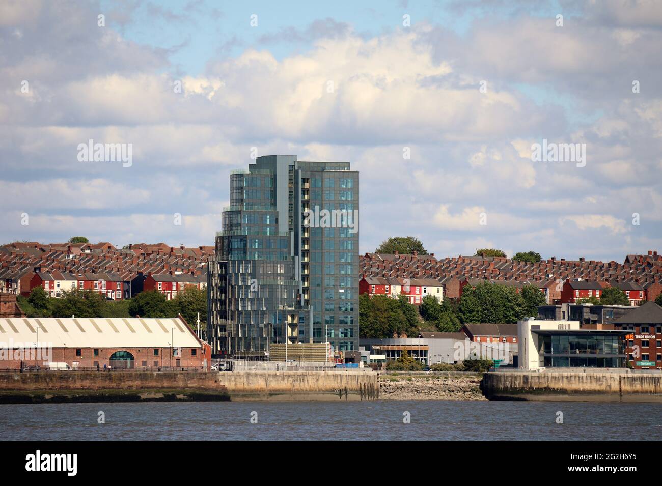 Herculaneum Quay Tower from the River Mersey Stock Photo Alamy