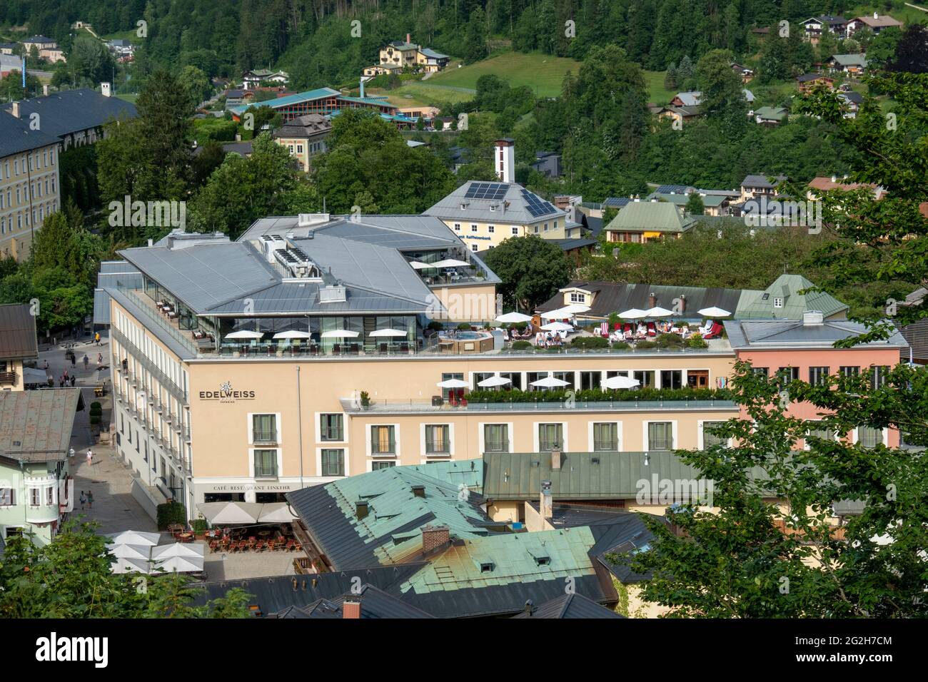 Hotel Edelweiß, Berchtesgaden, Berchtesgadener Land, Upper Bavaria, Bavaria, Germany Stock Photo