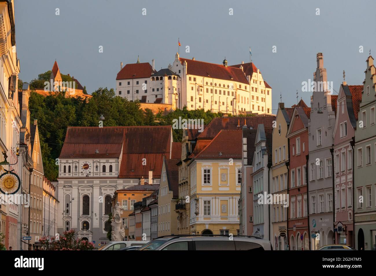 Neustadt with Trausnitz Castle, Landshut, Lower Bavaria, Bavaria, Germany Stock Photo