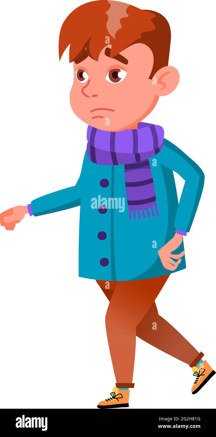 sad boy walking in snowy forest cartoon vector Stock Vector Image & Art -  Alamy