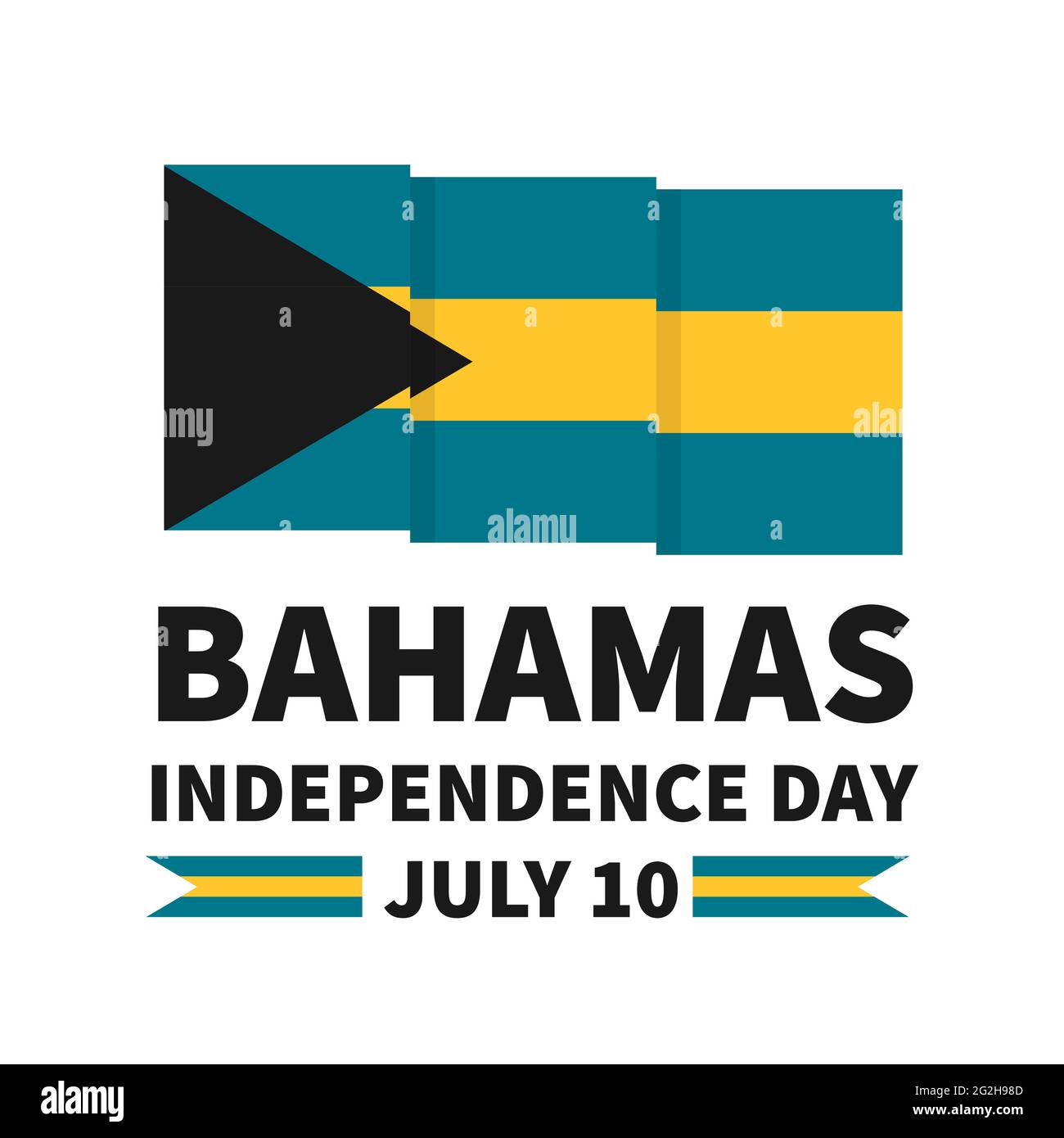 Bahamas Independence Day lettering with flag isolated on white ...