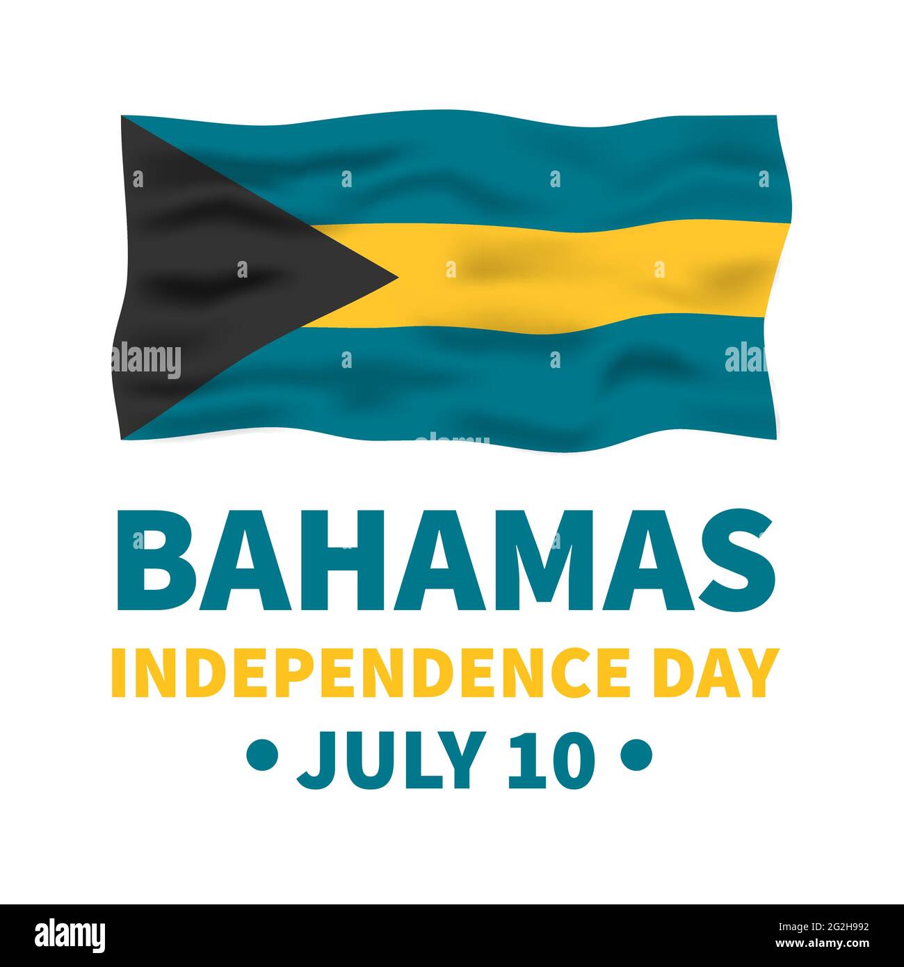 Bahamas Independence Day lettering with flag isolated on white ...