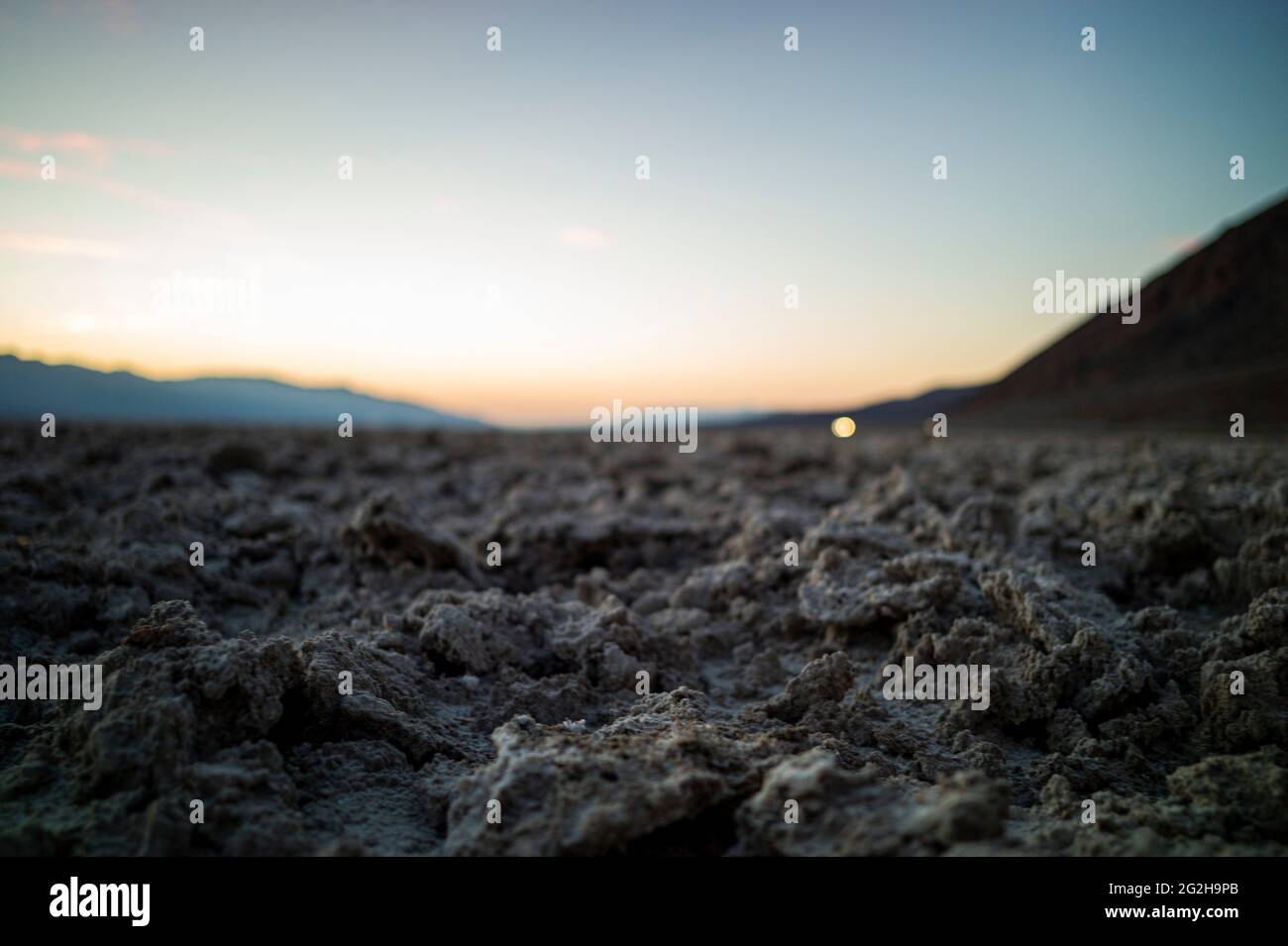 Badwater Basin - 282 Feet / 85,5 m below sea level - in the southern area of Death Valley National Park, California, USA Stock Photo