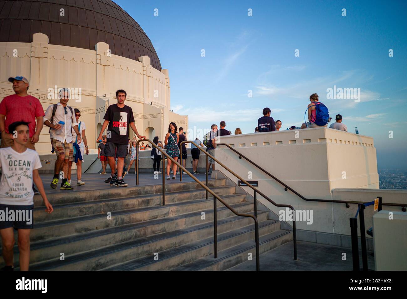 Famous Griffith Observatory museum building on the Hollywood Hills in Los Angeles, California, USA Stock Photo