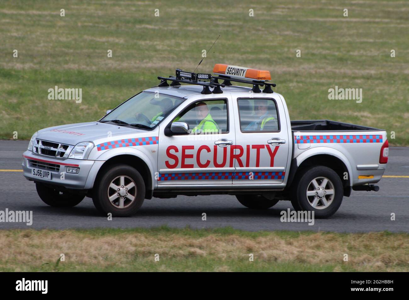 0615 (SJ56 UVP), an Isuzu DMax pickup operated by the Prestwick Airport Security department. Stock Photo