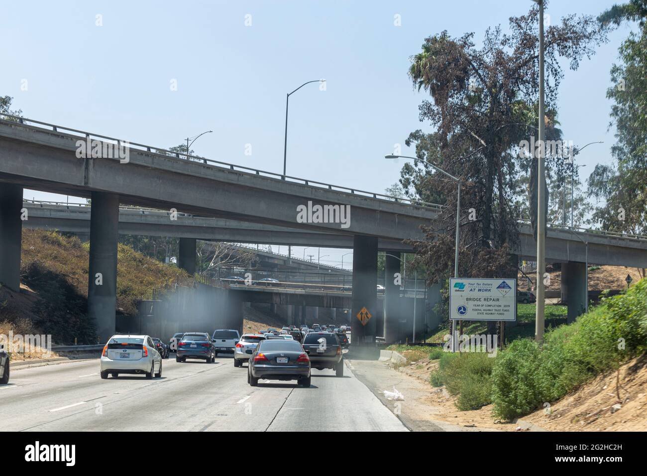 Bridge in Los Angeles, California, USA - seen from the Santa Monica Freeway / Interstate 10 Stock Photo