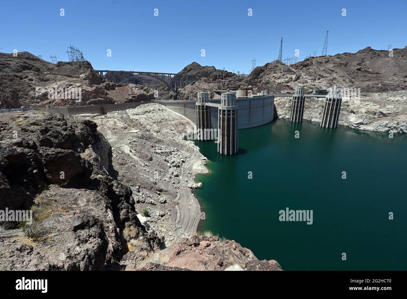 Lake Mead Nra U.S. 11th June, 2021. Hoover Dam is seen on the border