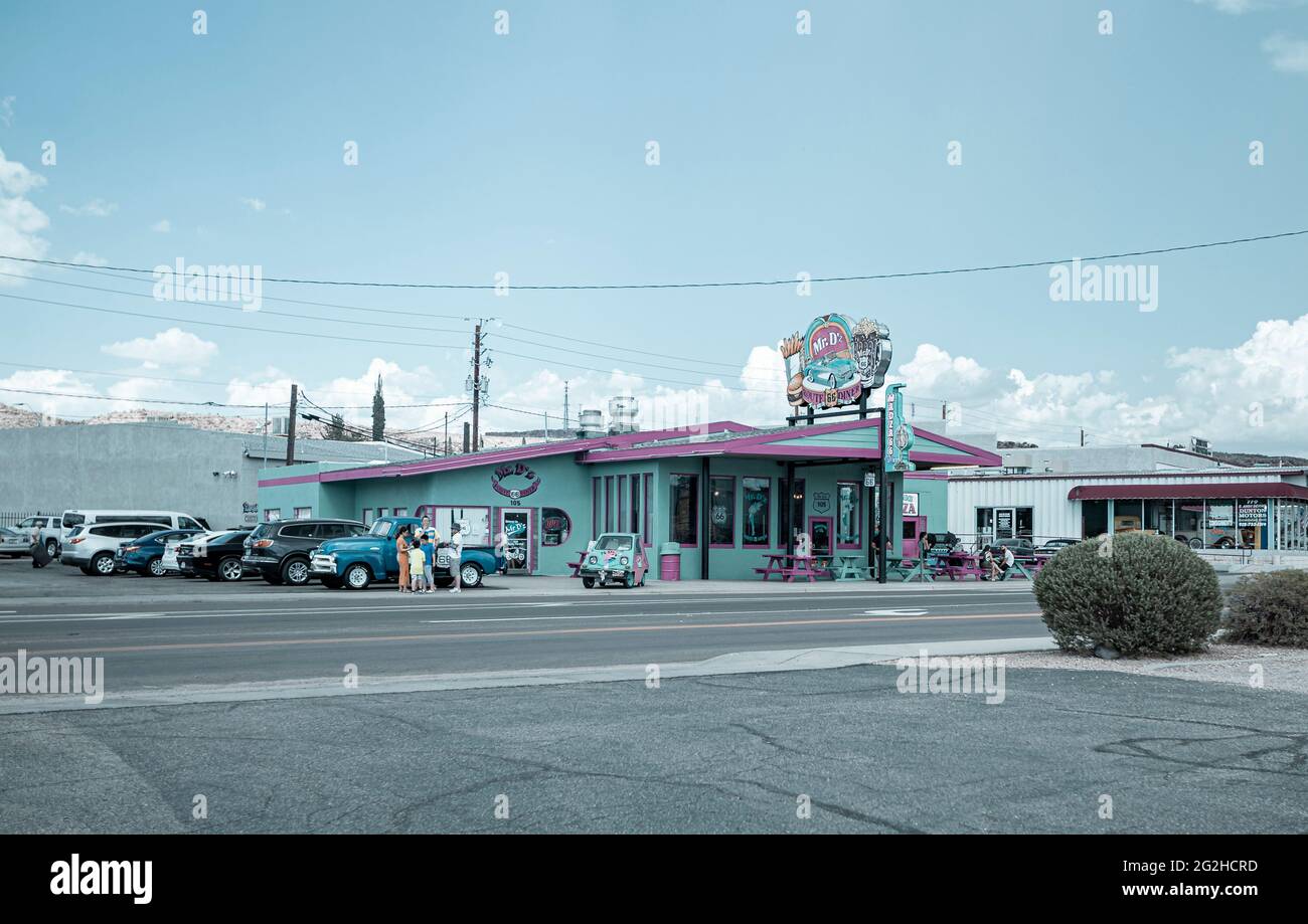 Mr. D'z famous roadside diner on historic Route 66 highway Kingman