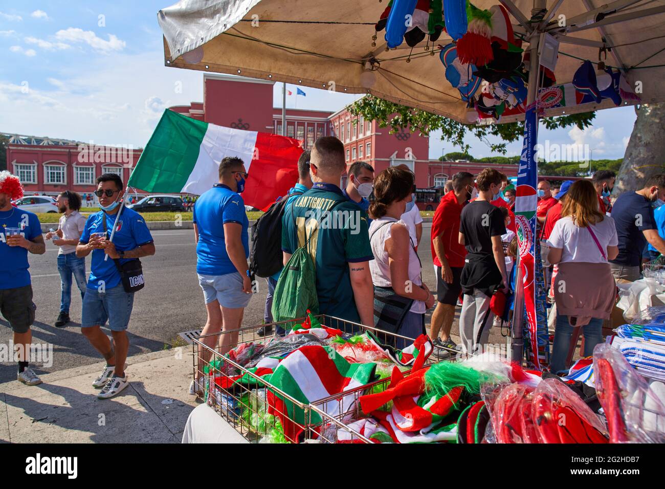 Rome, Italy. 11th June, 2021. Italian fans at the Olympic Stadion of Rome before the match TURKEY - ITALY Football European Championships 2020, 2021 Season 2020/2021 ROME, ITALY, JUNE 11, 2021. Credit: Peter Schatz/Alamy Live News Stock Photo