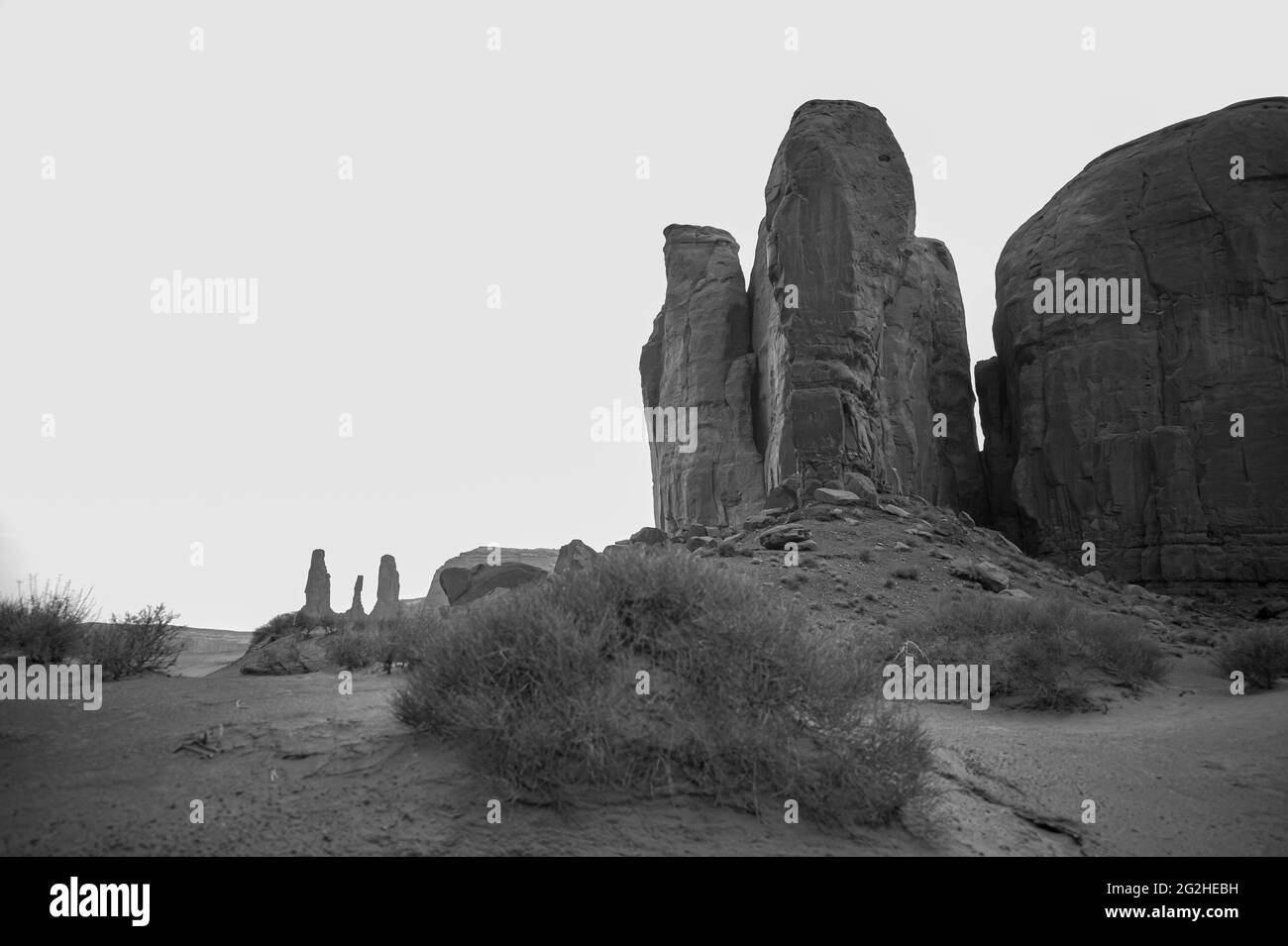 The unique landscape of Monument Valley, Utah, USA at sunset in the evening. The Thumb Stock Photo