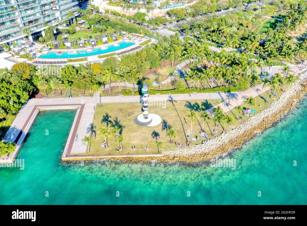 Miami Beach South Pointe Park Stock Photo