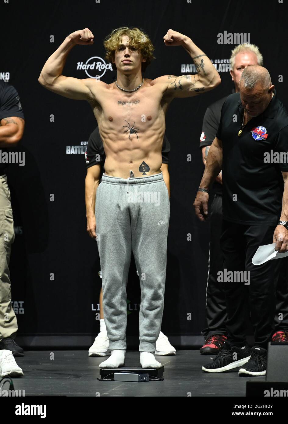 Hollywood FL, USA. 11th June, 2021. Vinnie Hacker faces off during the
