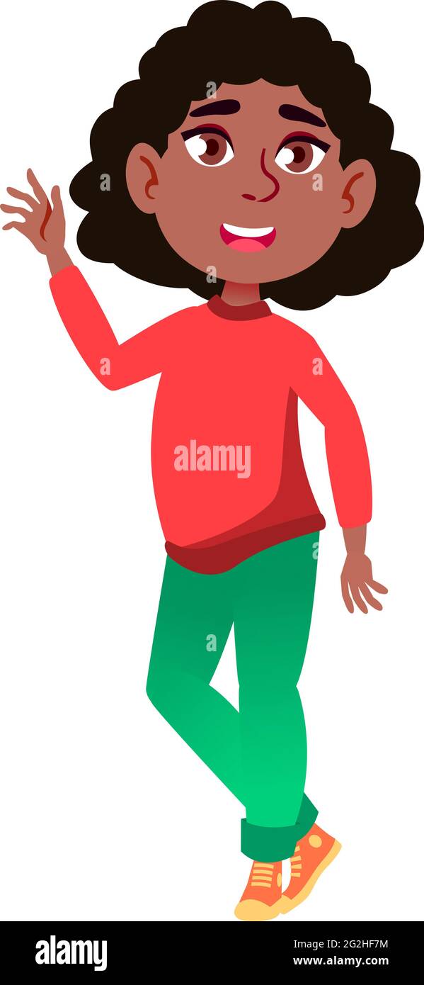 friendly african girl glad to see girlfriend in mall cartoon vector ...