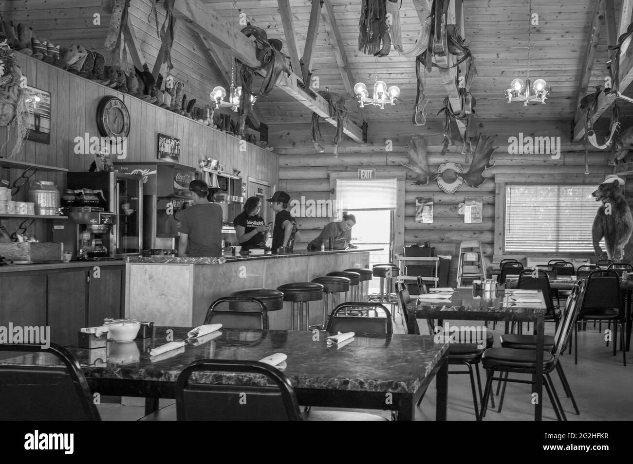 Inside Ponderosa Inn, Escalante, Utah, USA Stock Photo