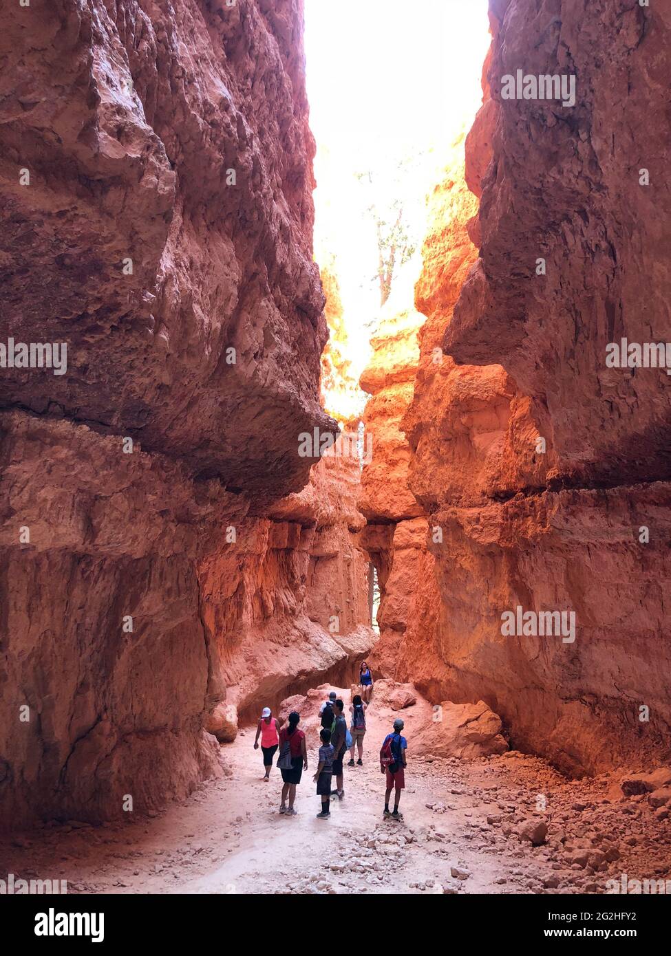 People walking on navajo loop trail in bryce canyon hi-res stock ...