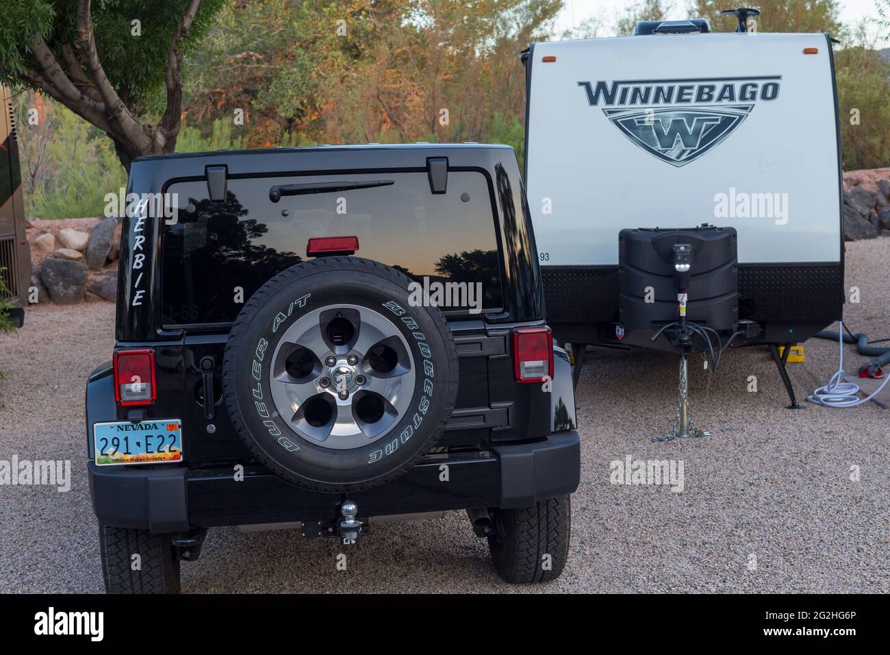 Camping in Zion River Resort RV Park & Campground, Utah, USA Stock