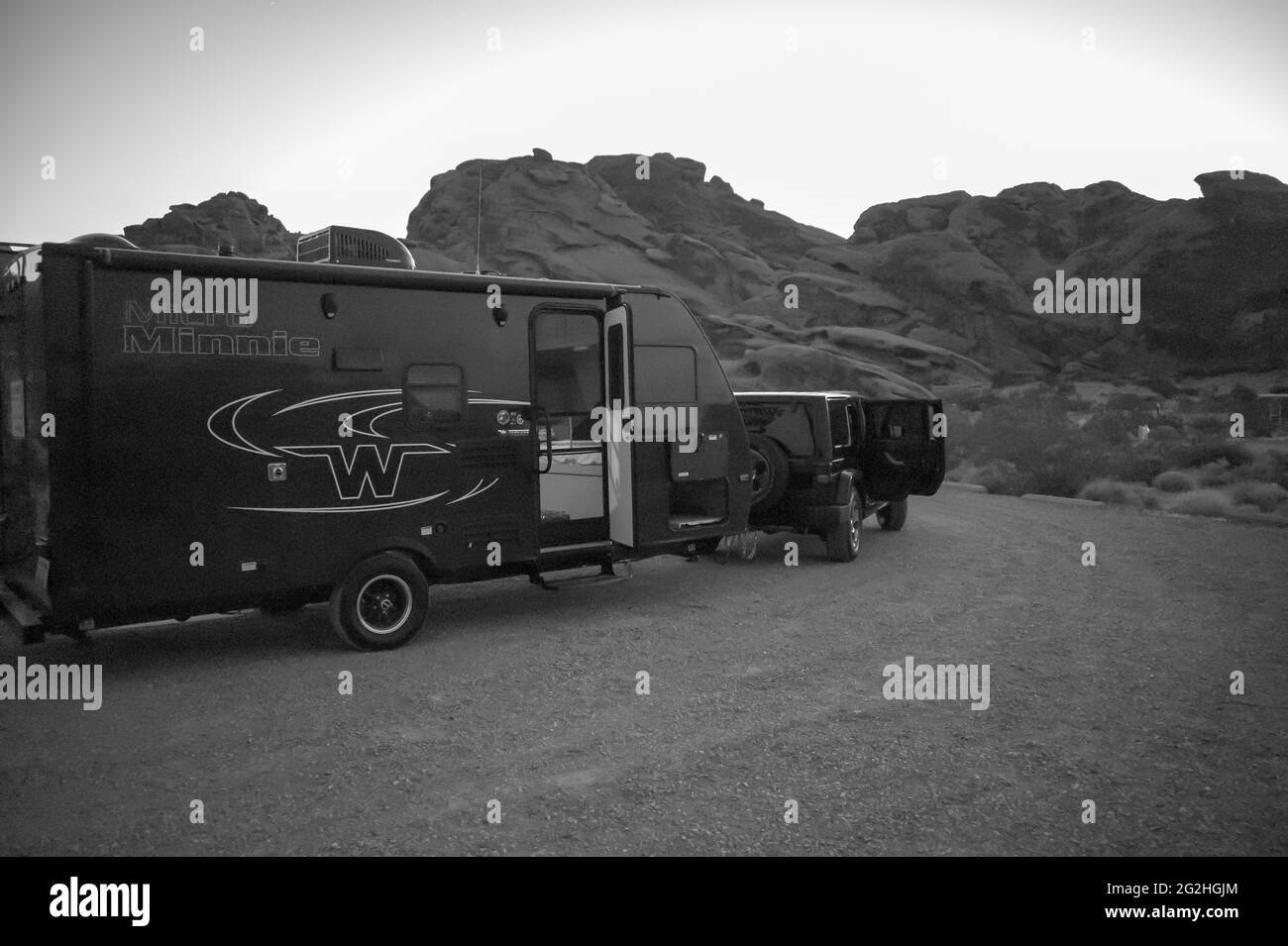 Camping in Valley of Fire State Park, Nevada, USA Stock Photo