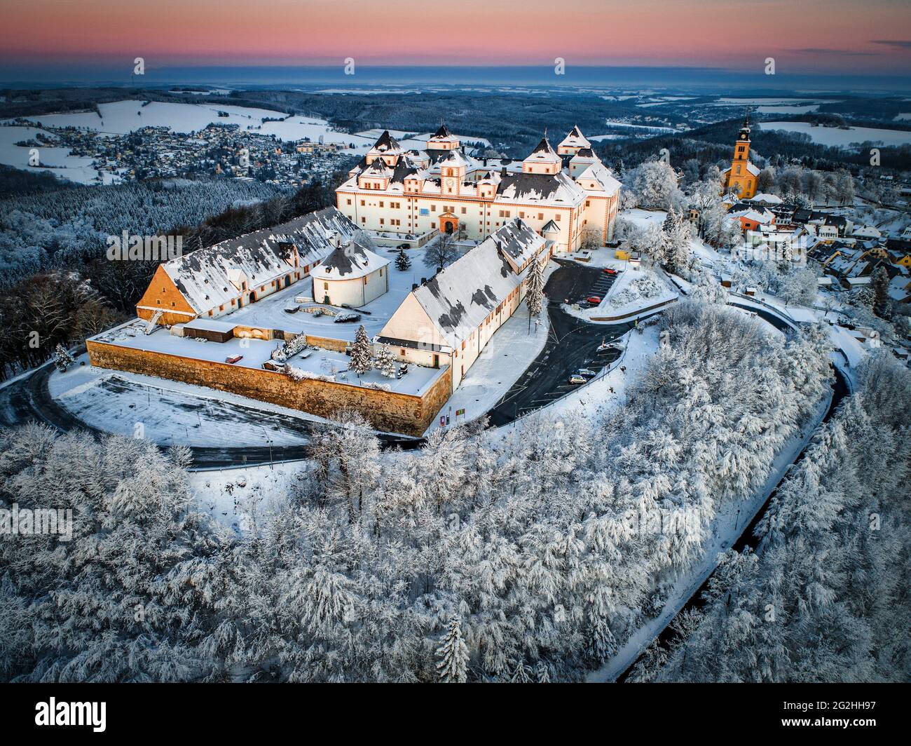 Augustusburg Castle in winter Stock Photo