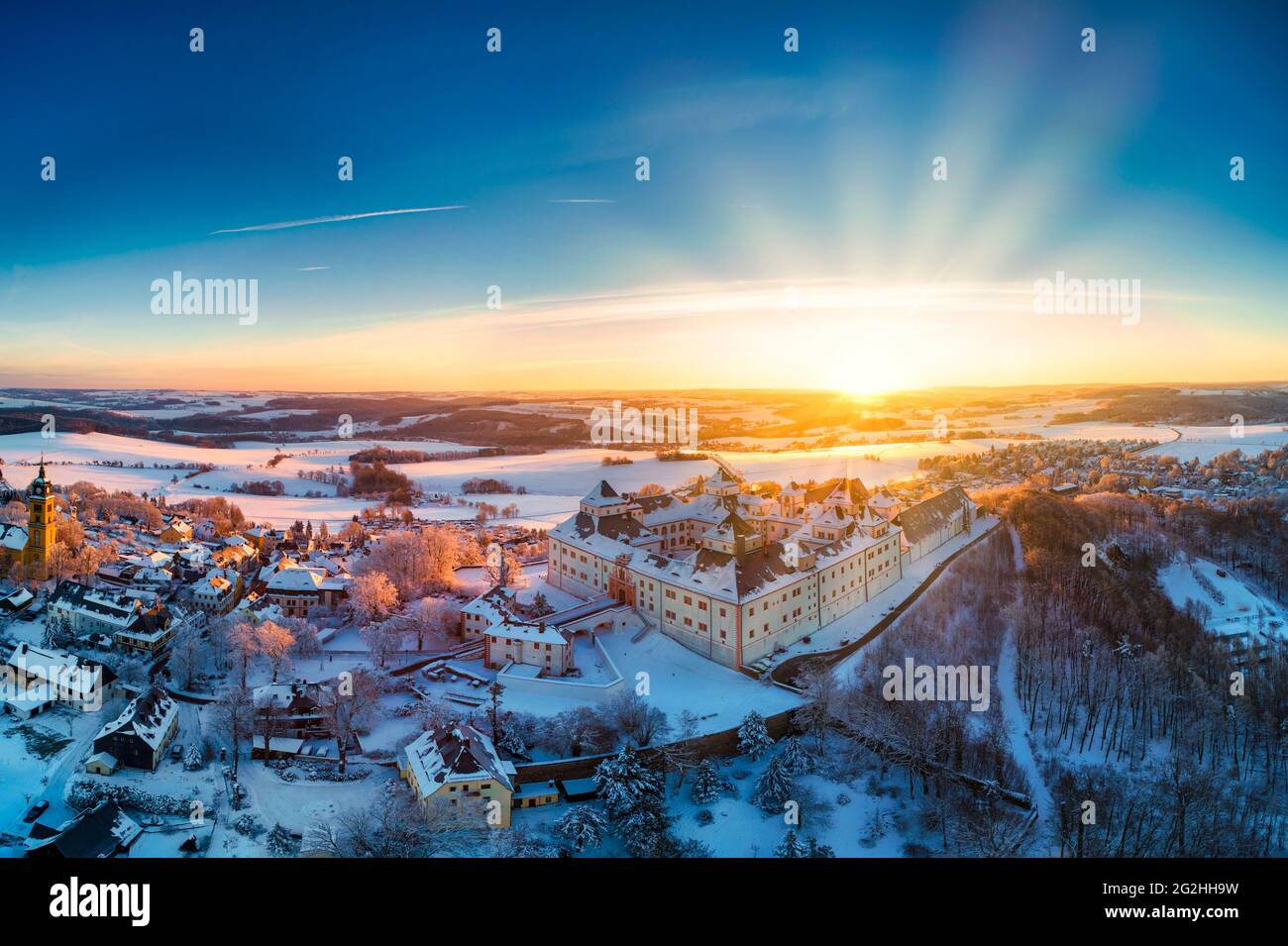 Augustusburg Castle in winter Stock Photo