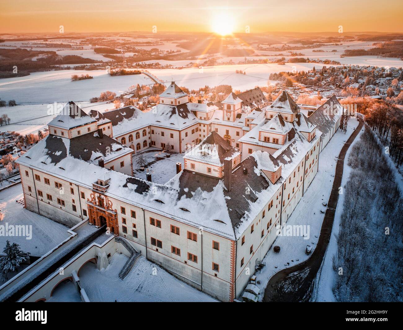Augustusburg Castle in winter Stock Photo
