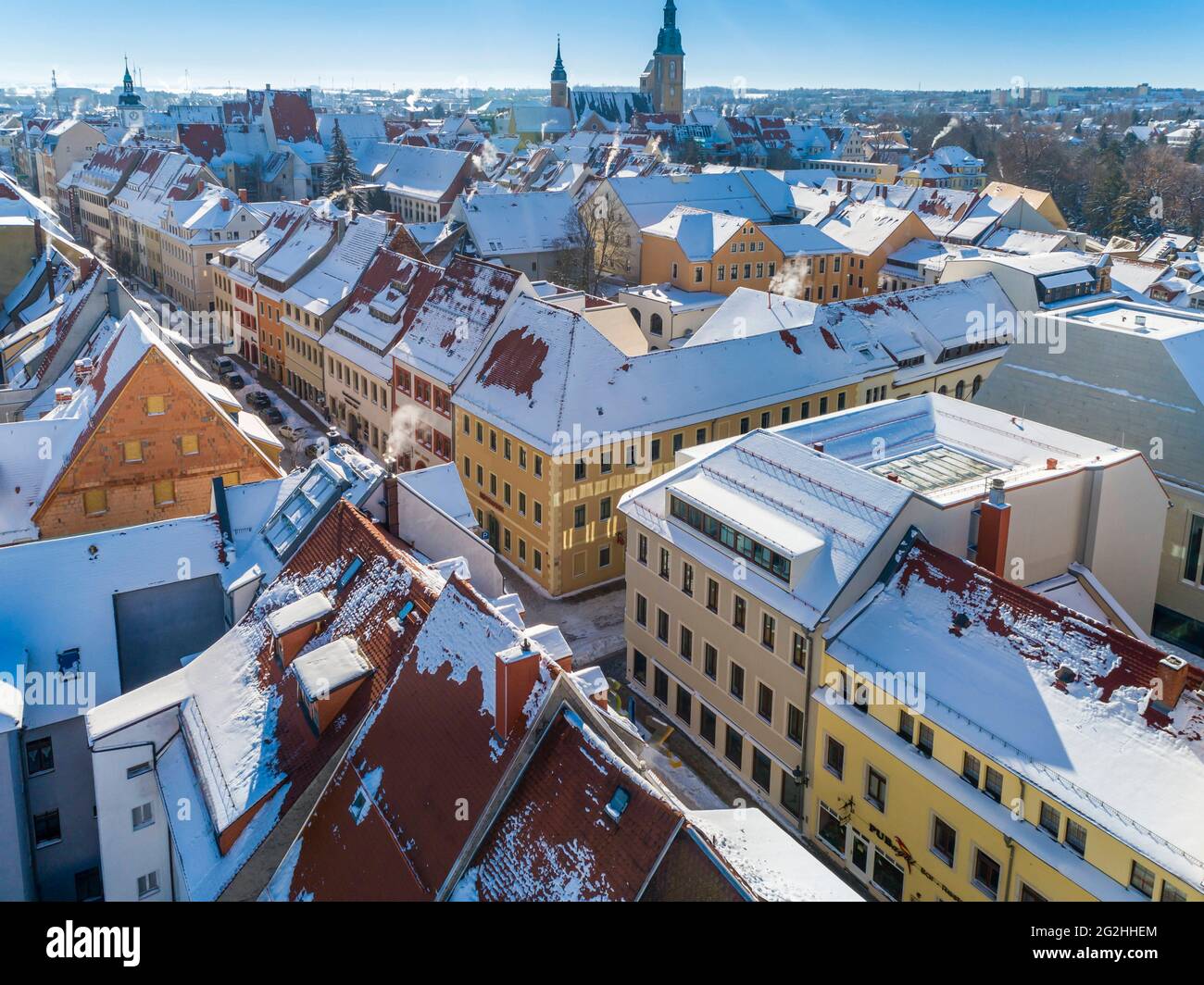 Old town center of Freiberg Stock Photo