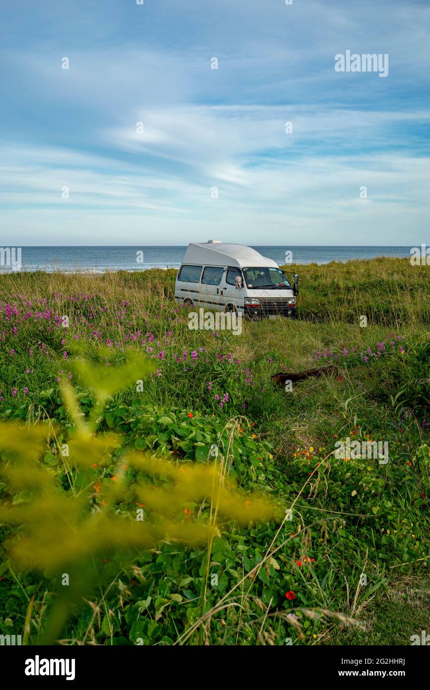 Campers in Tokomaru Bay north of Gisborne, Gisborne District, North