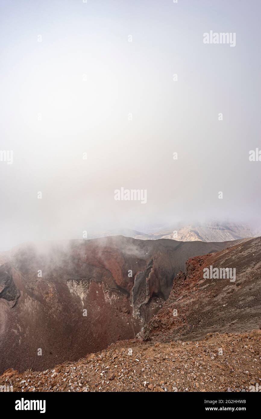 Hiking trail through the tongariro national park hi-res stock ...