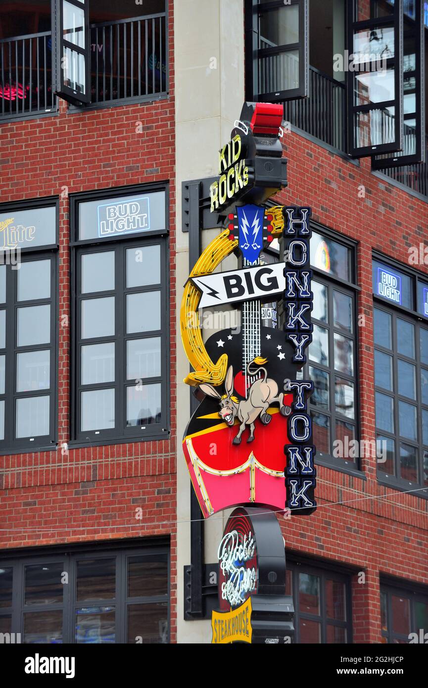 Nashville, Tennessee, USA. South Broadway in the Broadway Historic