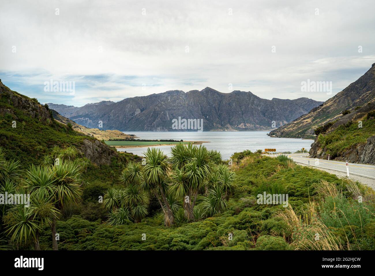 Lake Hawea in the Queenstown-Lakes District of the Otago region on the South Island of New Zealand Stock Photo