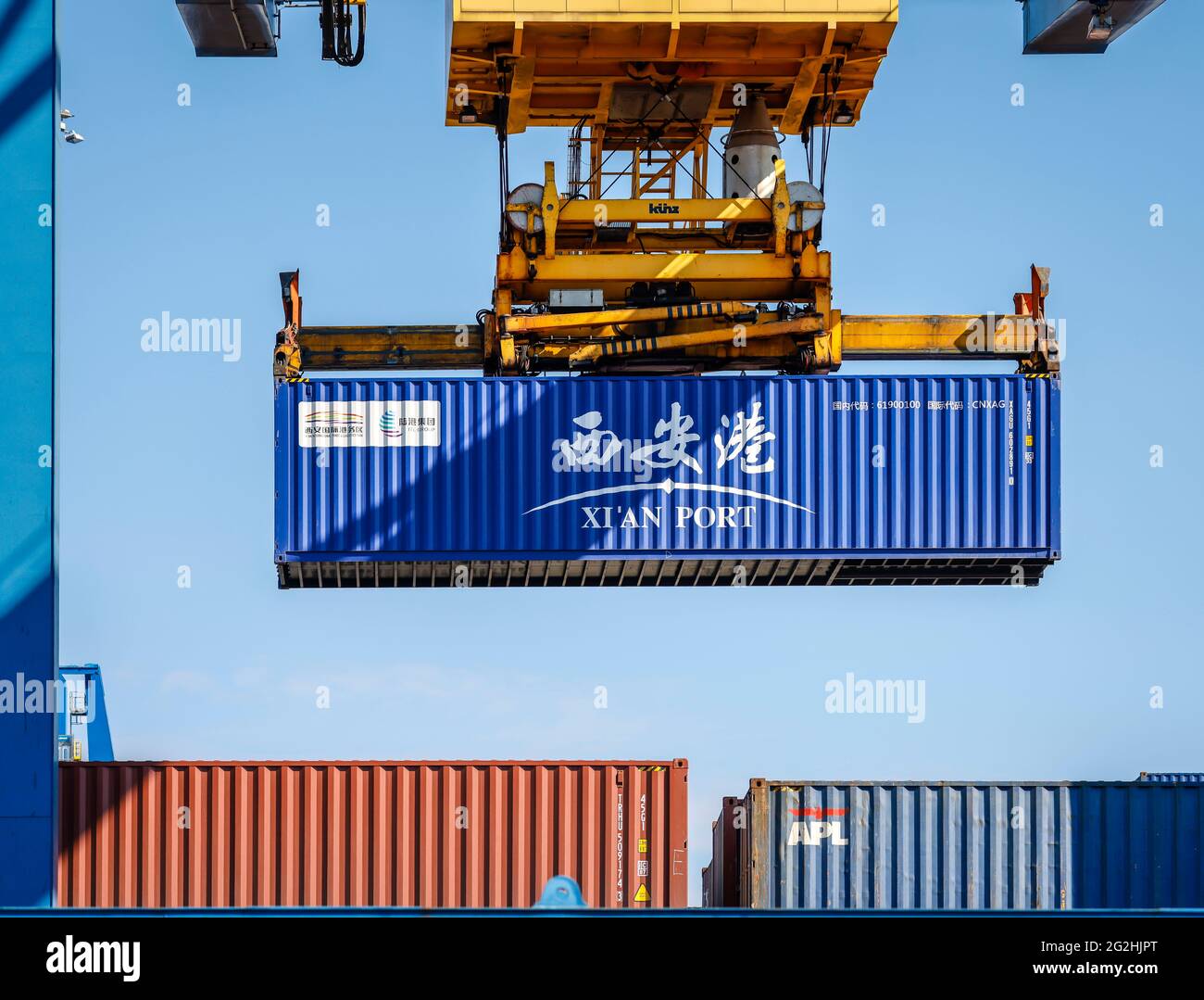 Germany containers from china in the port of duisburg hi-res stock ...