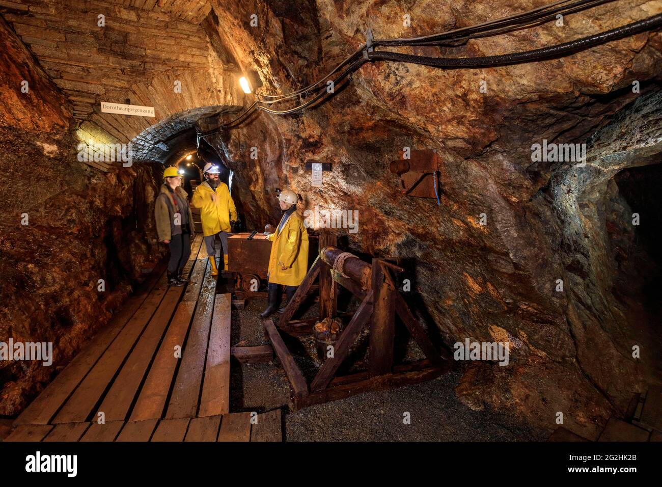 Historical mining in the visitor mine Grube Dorothea Stollen / Himmlisch Heer in Annaberg-Buchholz in the Upper Ore Mountains Stock Photo