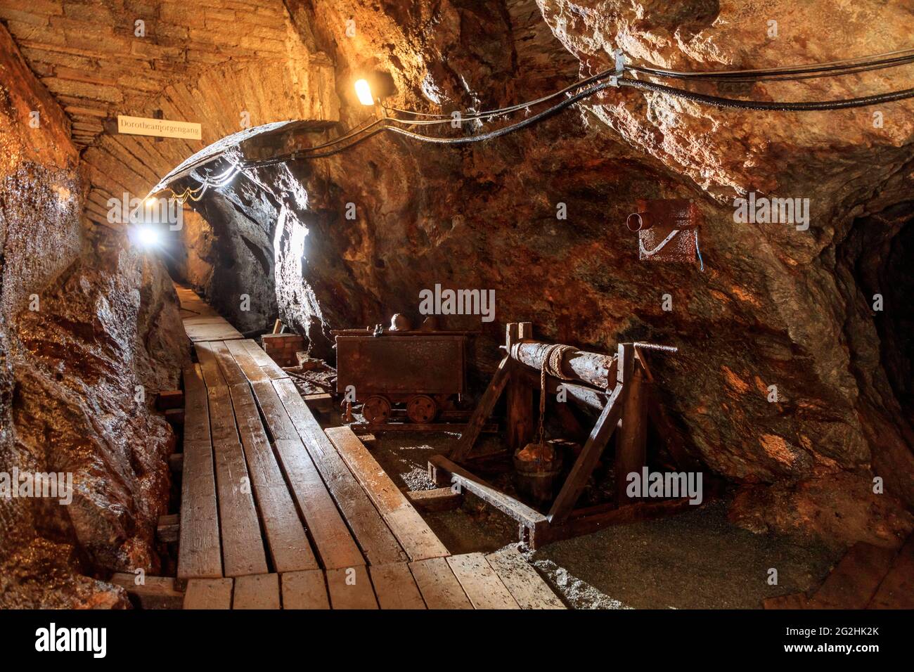 Historical mining in the visitor mine Grube Dorothea Stollen / Himmlisch Heer in Annaberg-Buchholz in the Upper Ore Mountains Stock Photo