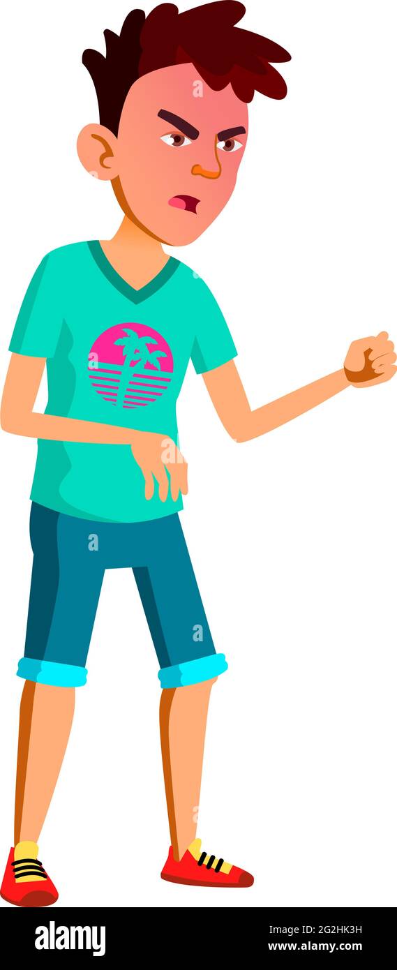 Angry Asian Boy Teenager Shouting At Little Brother Cartoon Vector Stock Vector Image Art Alamy