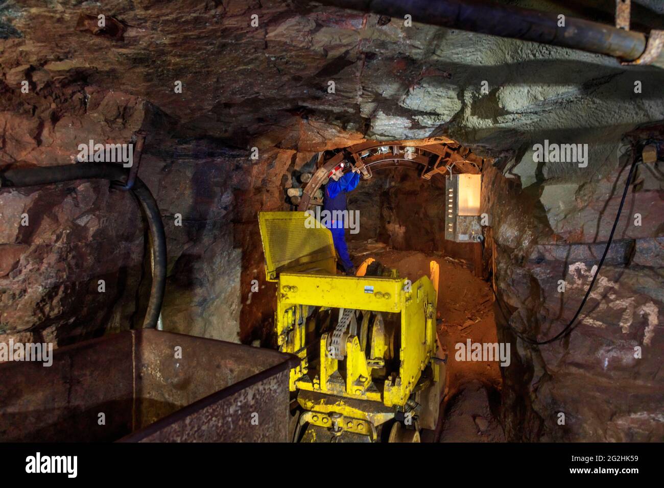 Tin mine: Pöhla visitor mine with mining technology Stock Photo