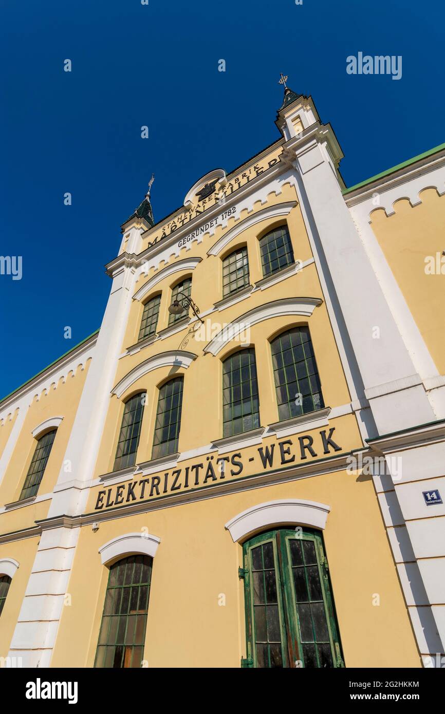 Traismauer, historic factory building 'Stahlwarenfabrik Martin Miller' in Donau, Niederösterreich / Lower Austria, Austria Stock Photo