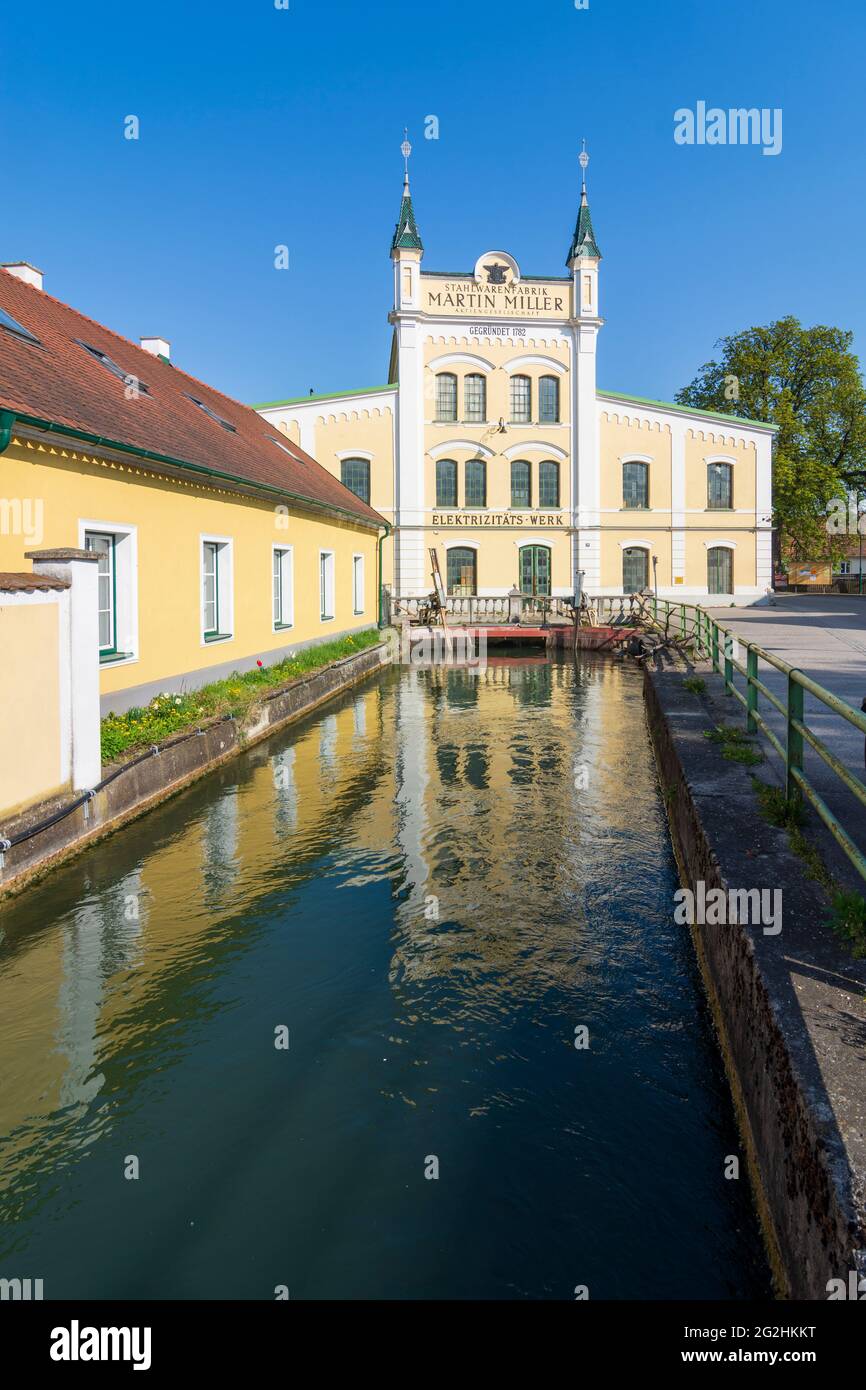 Traismauer, historic factory building 'Stahlwarenfabrik Martin Miller' in Donau, Niederösterreich / Lower Austria, Austria Stock Photo