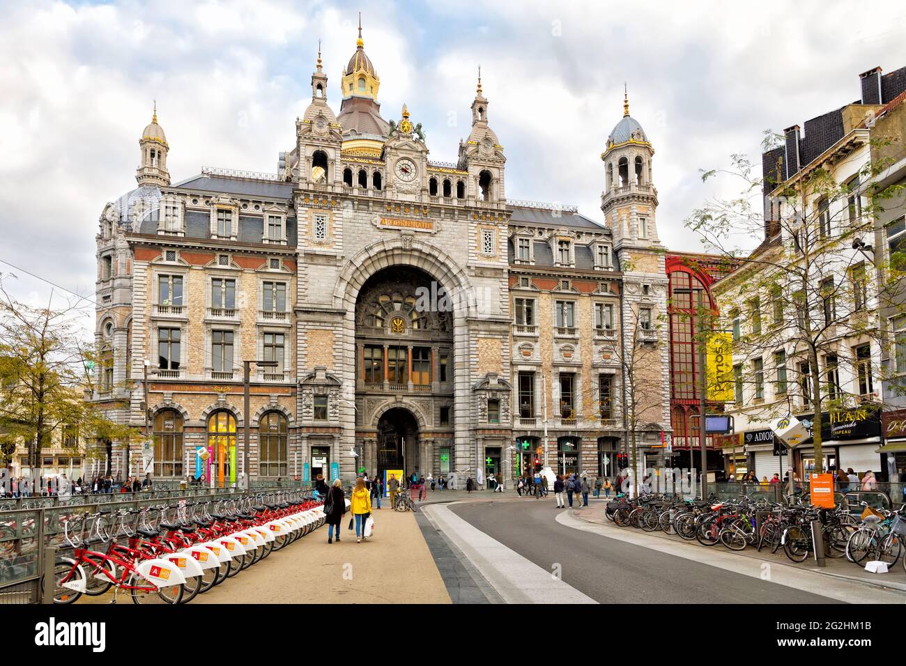 Exterior view of Antwerp train station, Belgium, Europe Stock Photo