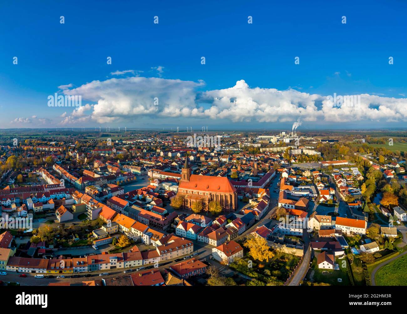 View of Beeskow an der Spree with the castle complex and the town church Stock Photo