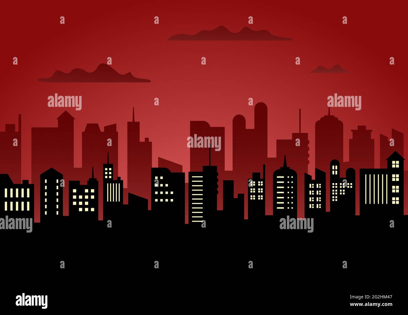 City Landscape Buildings and Architecture Silhouette Vector Background ...