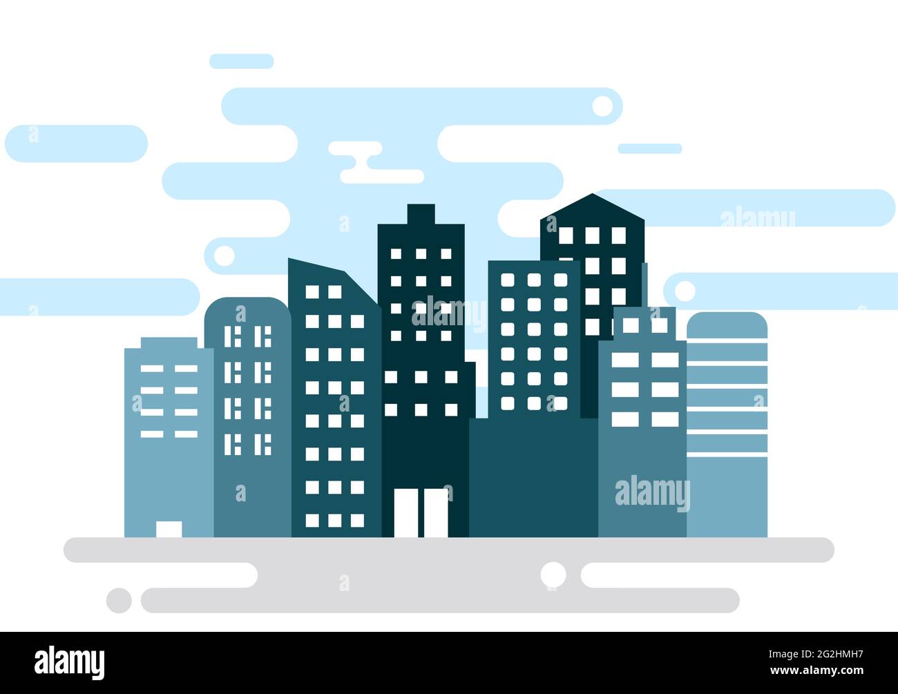 City Landscape Buildings and Architecture Silhouette Vector Background ...