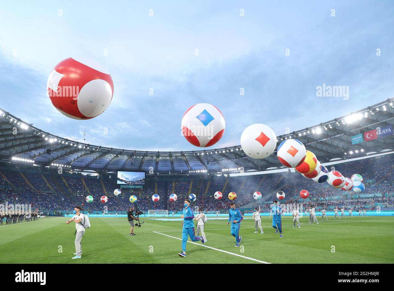 Rome. 11th June, 2021. Photo taken on June 11, 2021 shows the opening ceremony before the group A match between Turkey and Italy at the UEFA EURO 2020 in Rome, Italy. Credit: Cheng Tingting/Xinhua/Alamy Live News Stock Photo