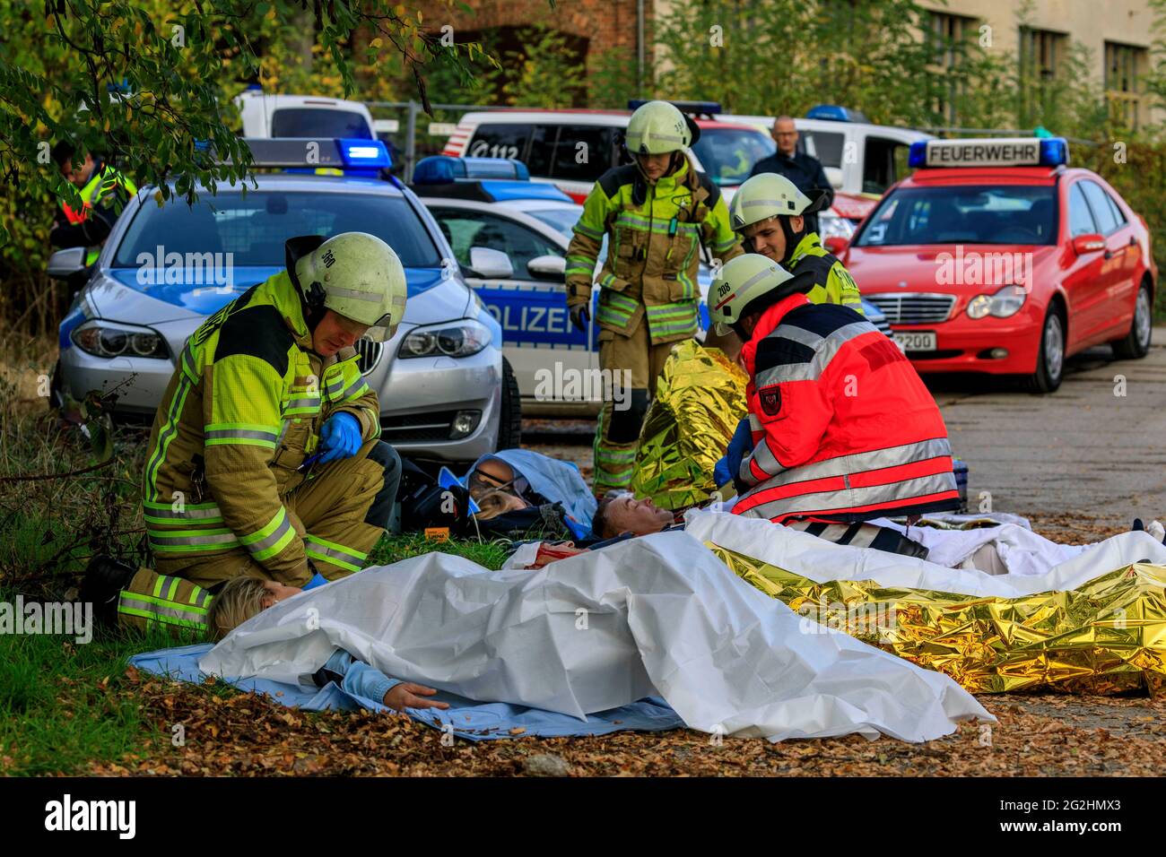 Disaster and civil defense exercise Stock Photo