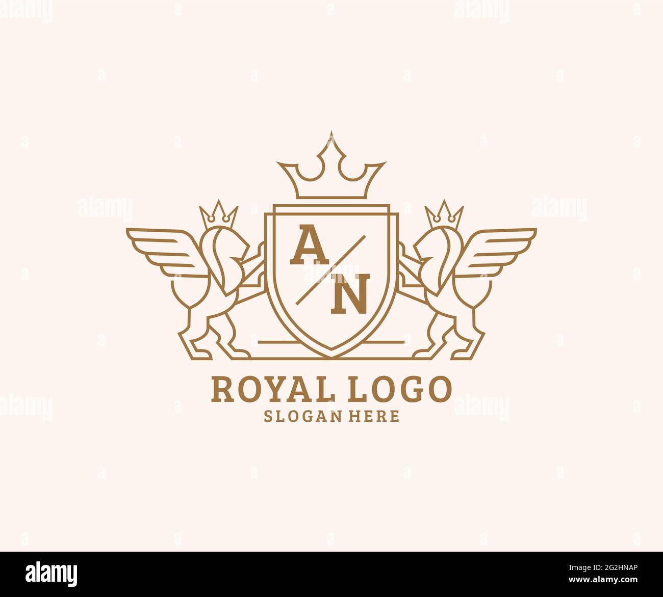 AN Letter Lion Royal Luxury Heraldic,Crest Logo template in vector art ...