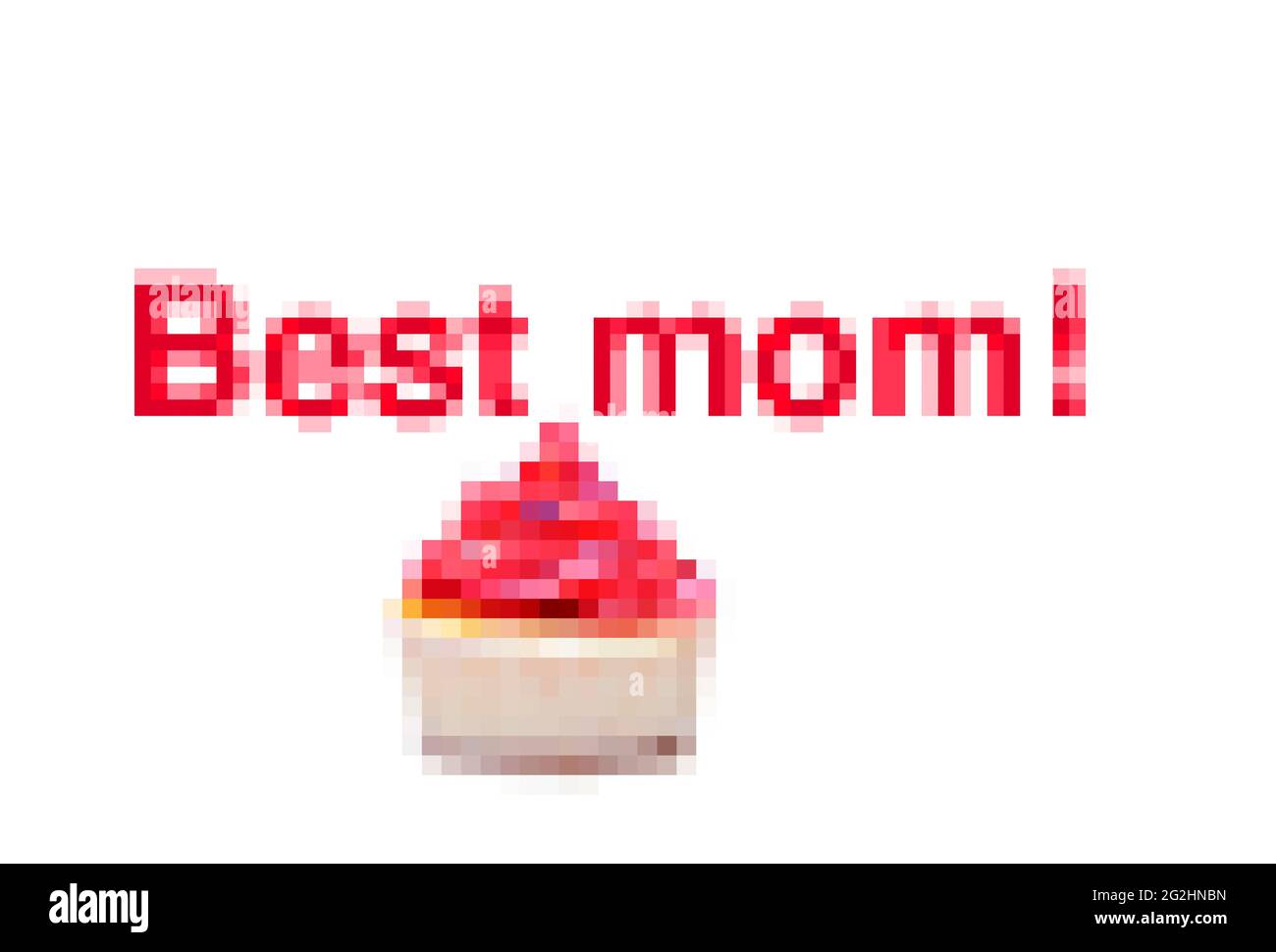 Mother's Day greeting in pixel art 'best mom!' Stock Photo