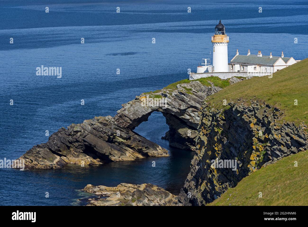 Lighthouse on the Isle of Bressay, Scotland, Shetland Islands Stock Photo