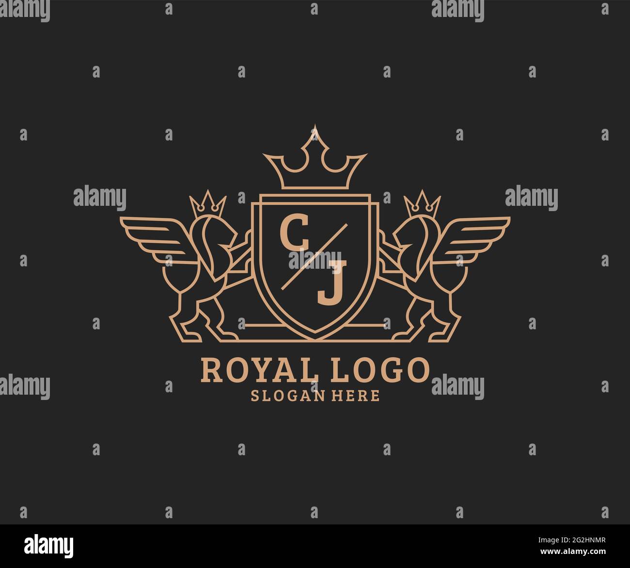 CJ Letter Lion Royal Luxury Heraldic,Crest Logo template in vector art ...